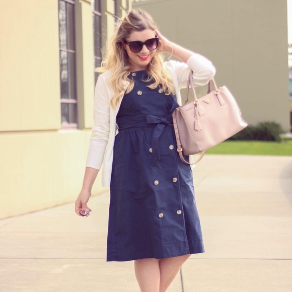 J. Crew Dresses & Skirts - J. Crew Double Breasted Navy Blue Cotton Dress